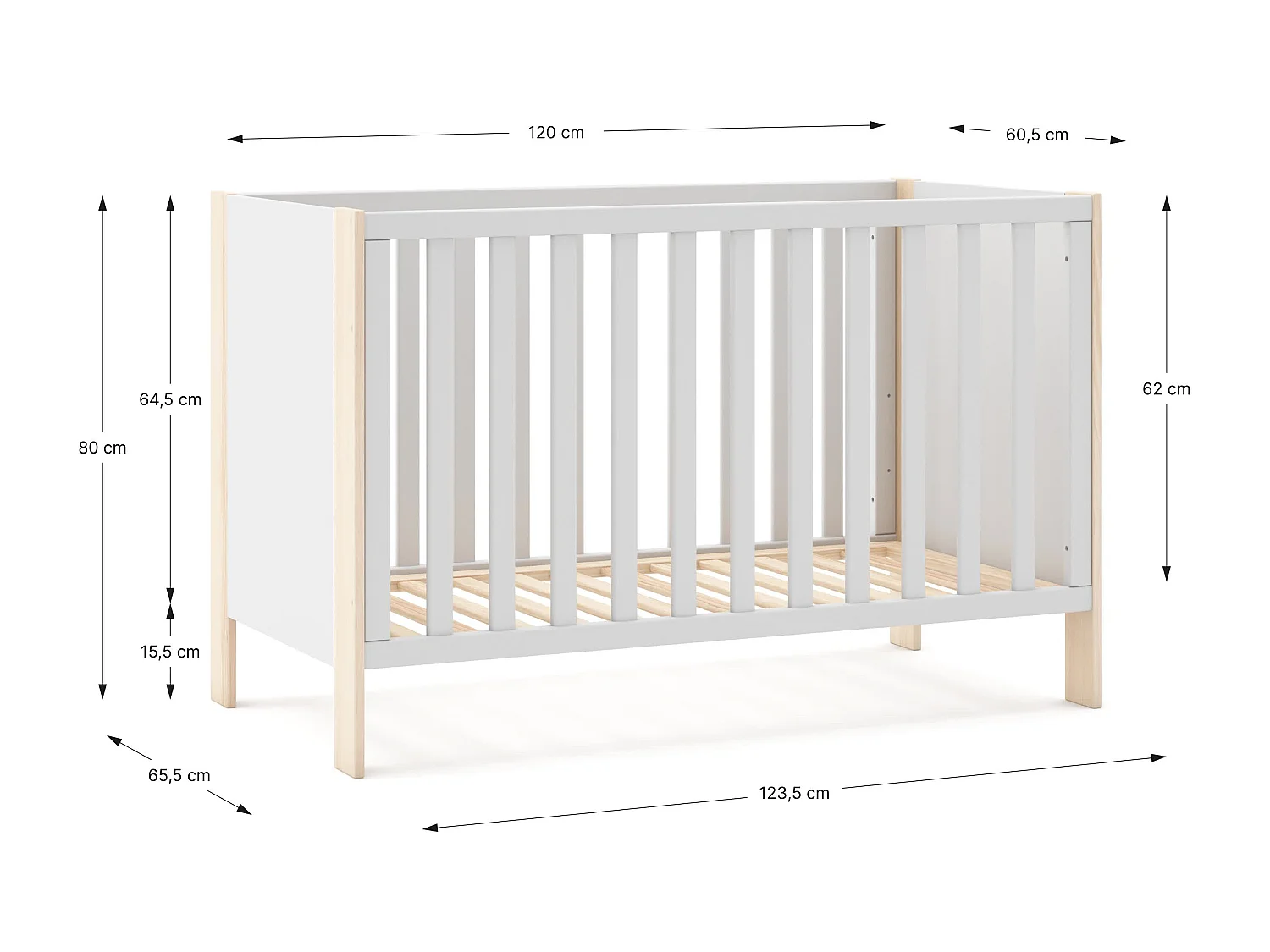 Cuna MDF blanco 60x120cm
