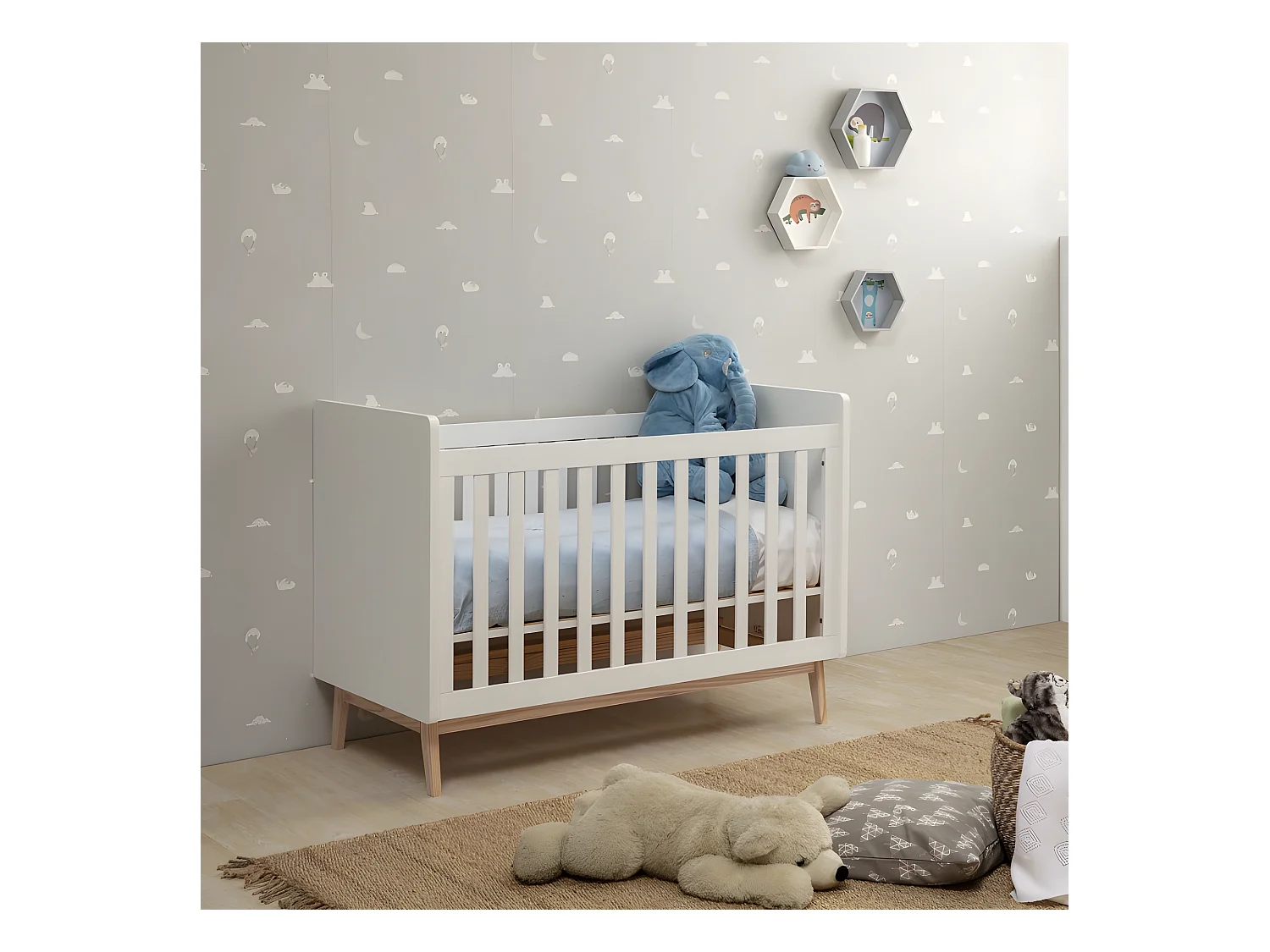 Berço em MDF branco 60x120cm