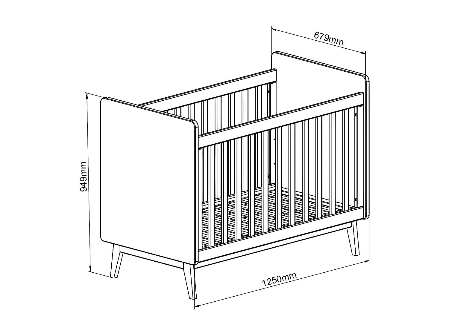 Weiße Wiege 125x95 cm