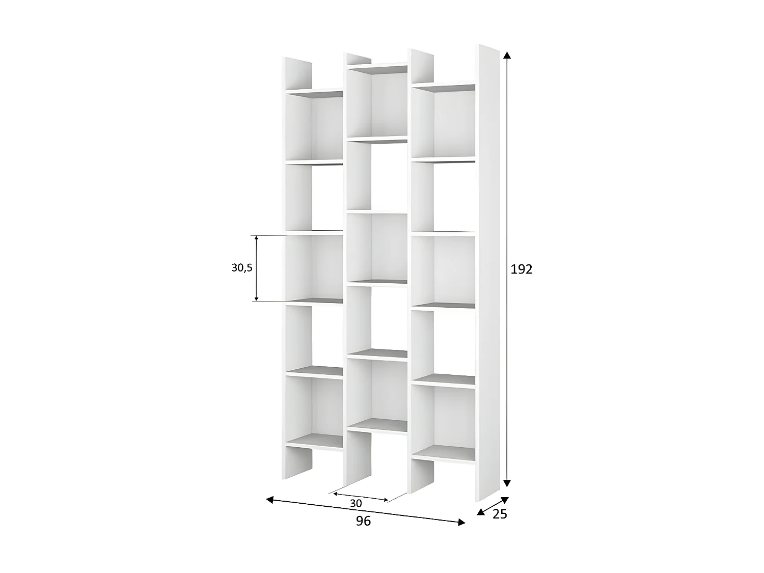 Estantería aglomerado blanco 192x96x25cm