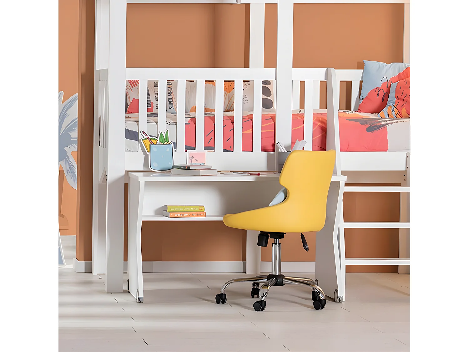 Pupitre con estante aglomerado blanco 71x116x59.5cm