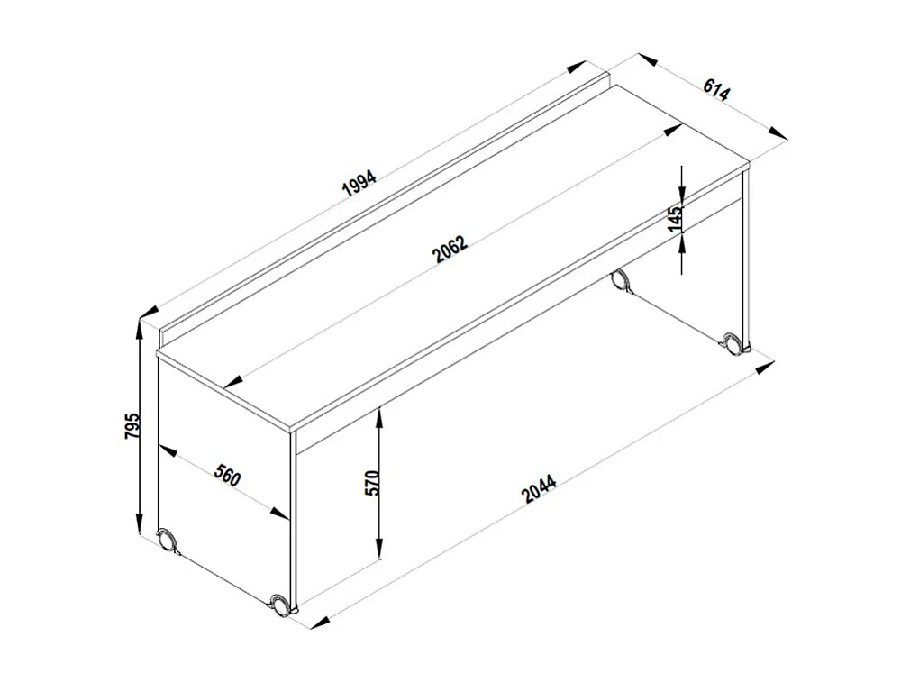 Schreibtisch rosa 79,5x204,4x61,4cm
