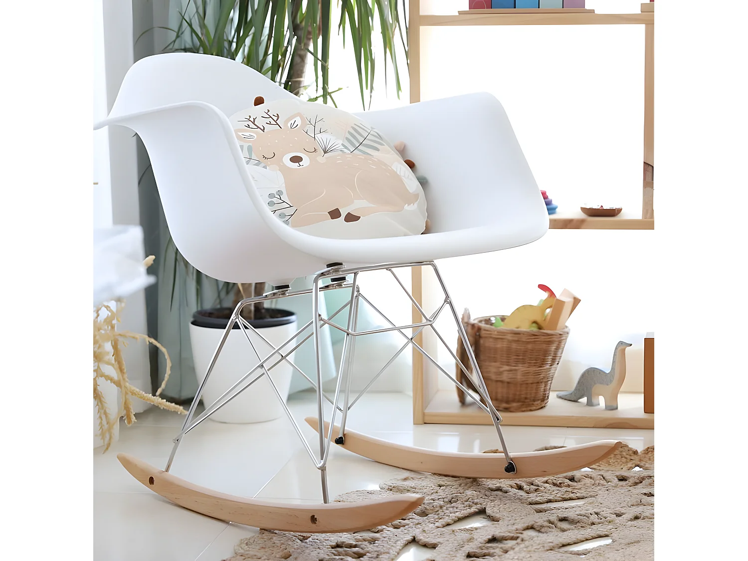 Fauteuil à bascule en PVC blanc 76x61x55cm