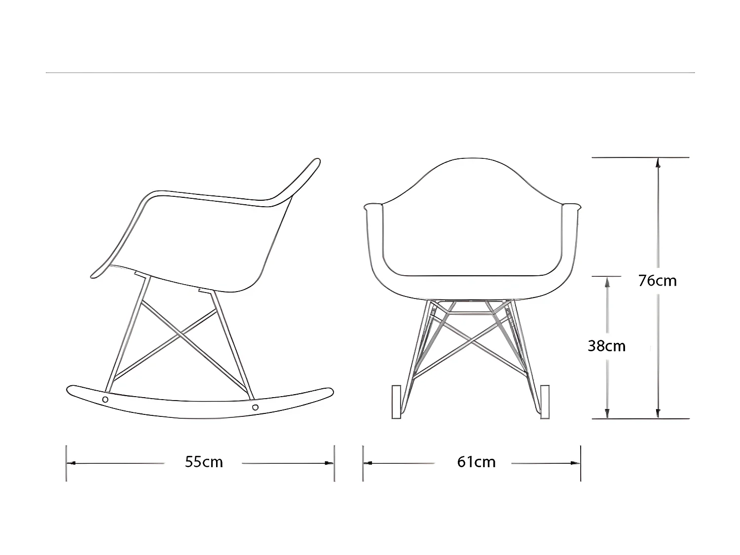 Fauteuil à bascule en PVC blanc 76x61x55cm