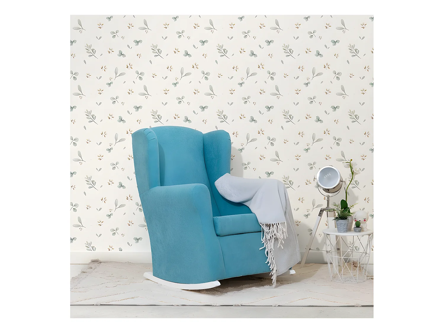 Sedia a dondolo per bambini poliestere blu 104x69x75cm