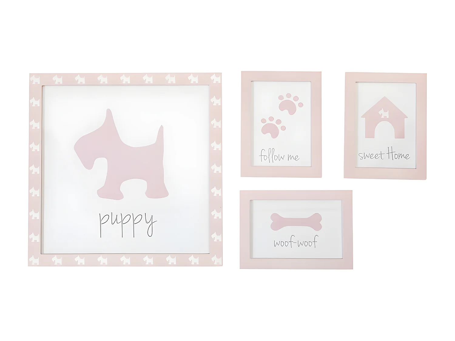 Tableaux lot de 4 en  MDF rose 22x16cm/38x40cm