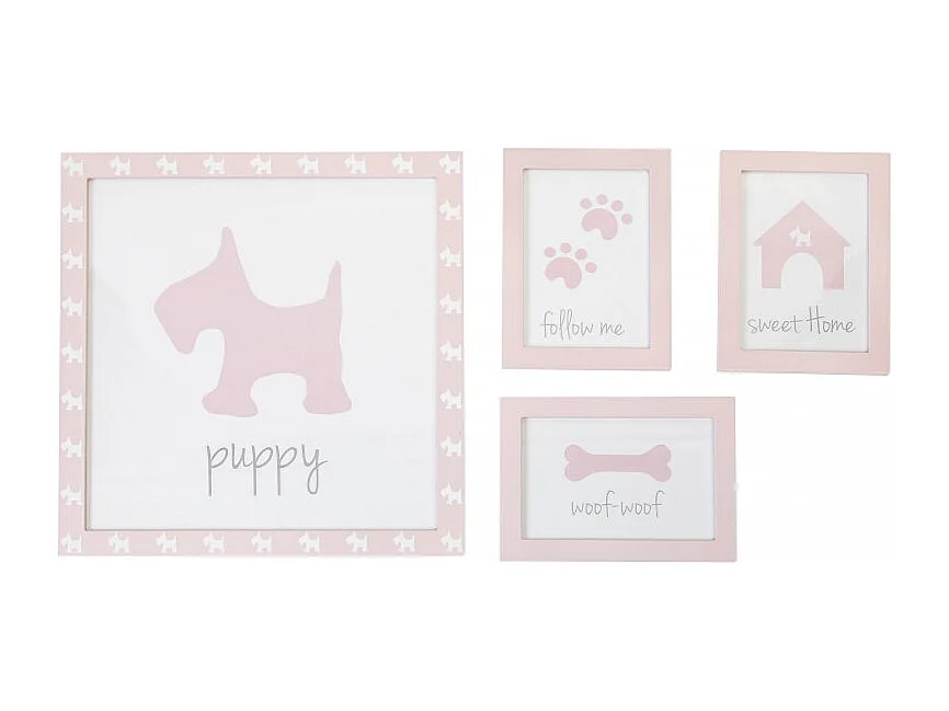 Bilder 4 er Set rosa 22x16cm/38x40cm