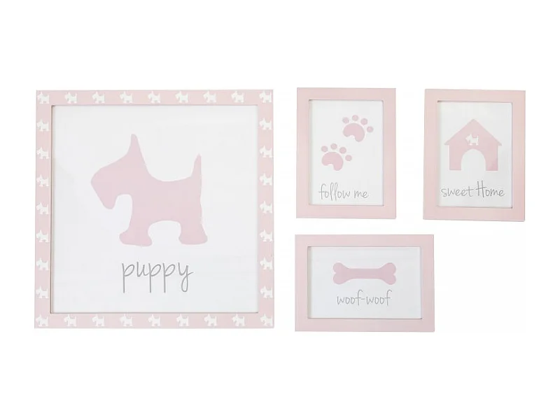 Bilder 4 er Set rosa 22x16cm/38x40cm