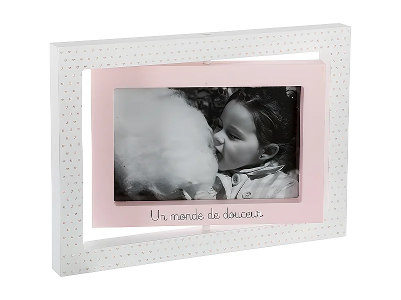 Cornice mobile per foto MDF rosa e bianco 23.7x16.8x1.8cm