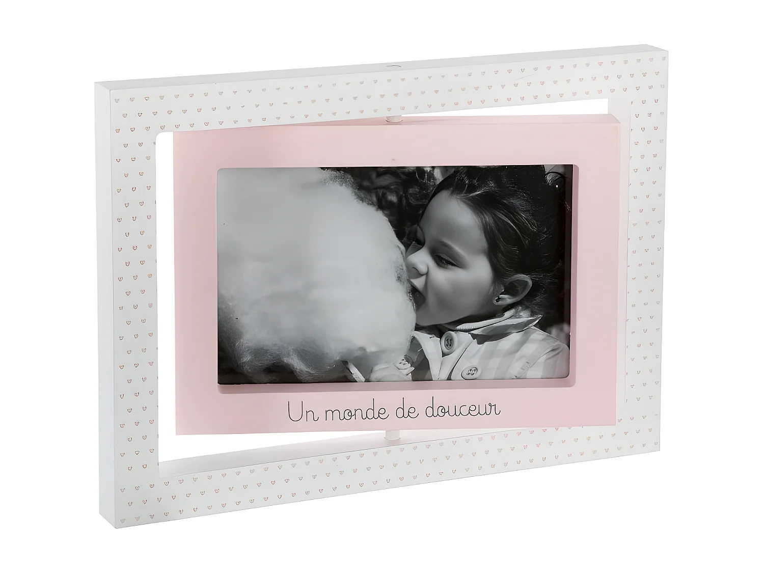 Cornice mobile per foto MDF rosa e bianco 23.7x16.8x1.8cm