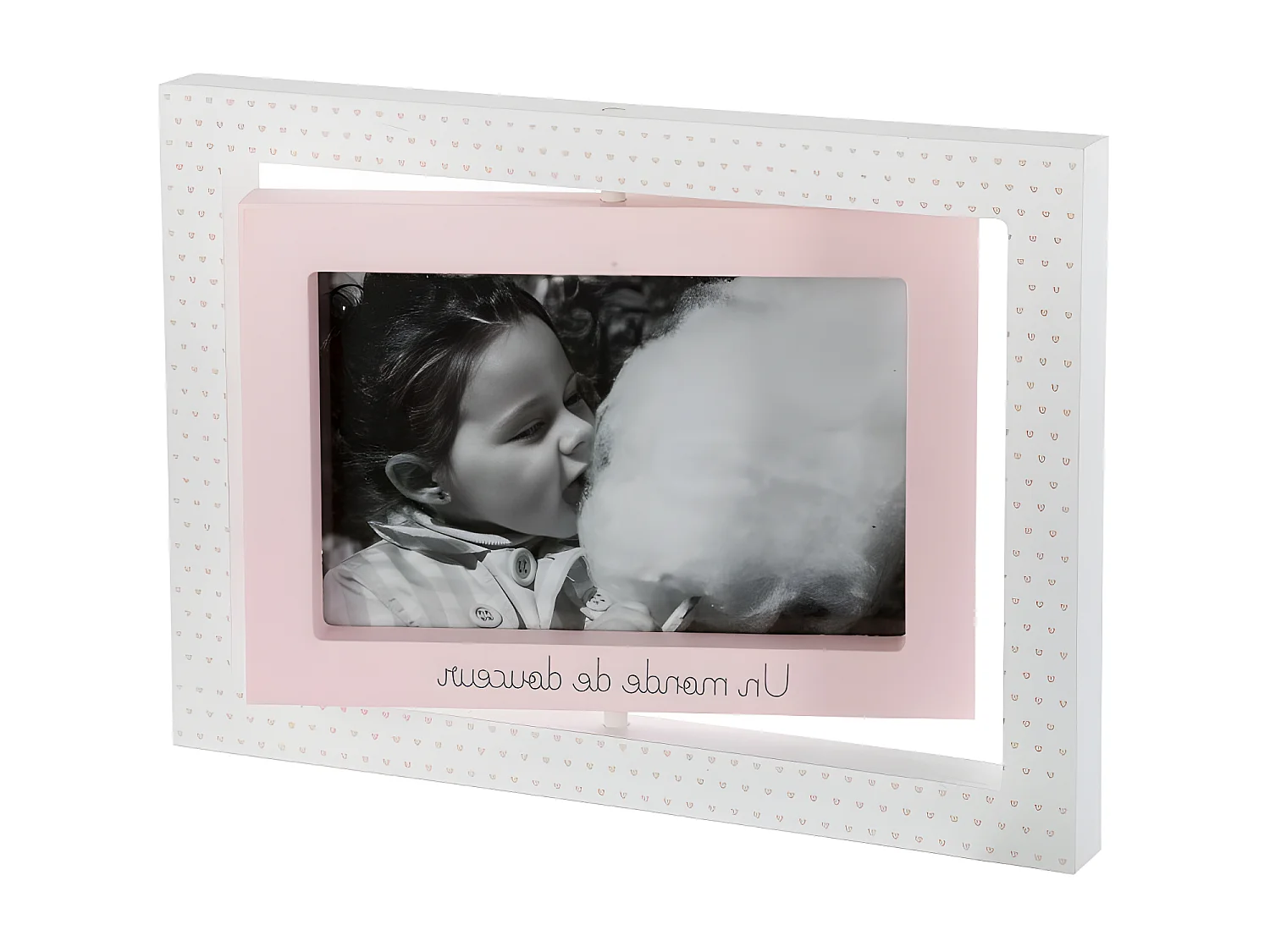 Cornice mobile per foto MDF rosa e bianco 23.7x16.8x1.8cm