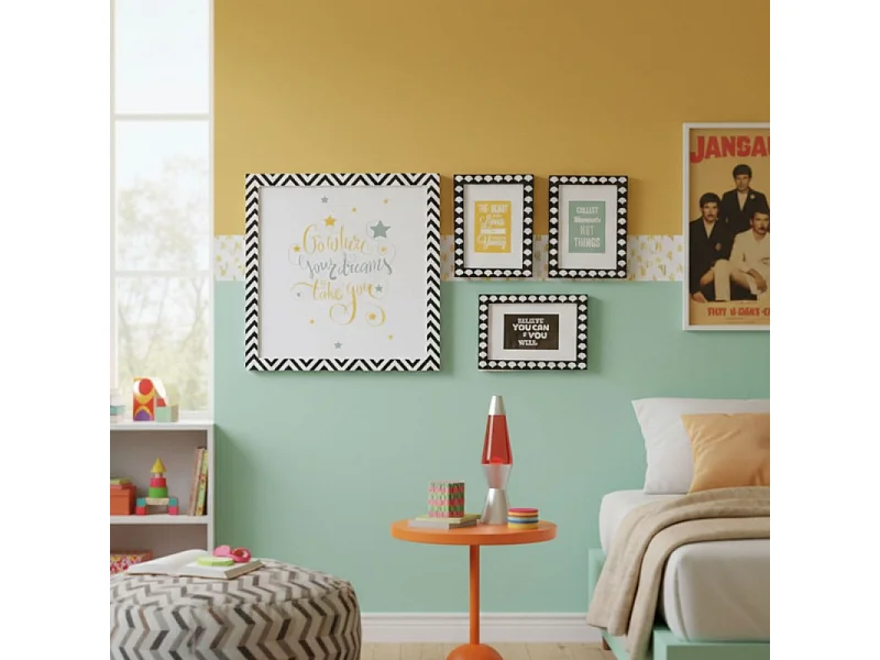 Tableaux lot de 4 pour enfants en noir et blanc 22x16/38x40cm