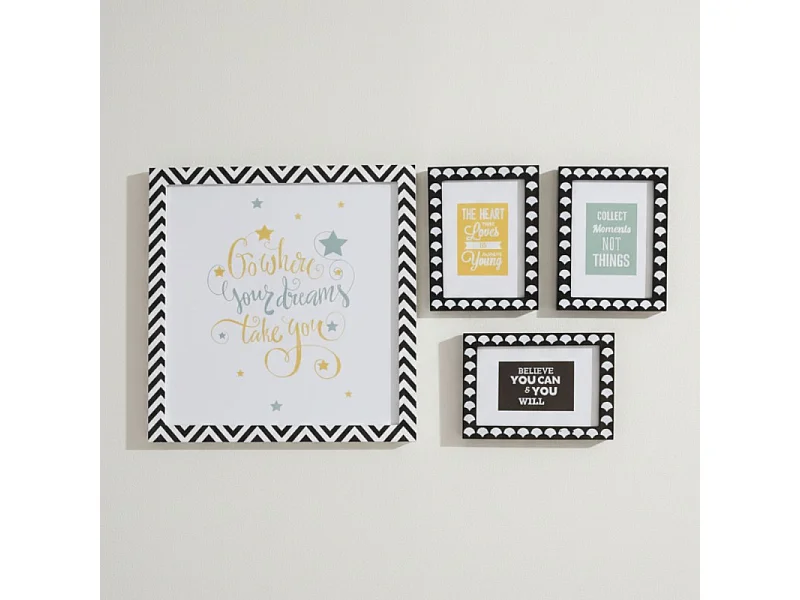 Tableaux lot de 4 pour enfants en noir et blanc 22x16/38x40cm