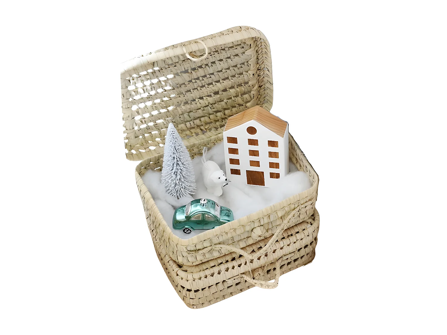 Valigia di vimini beige 11x30x22cm