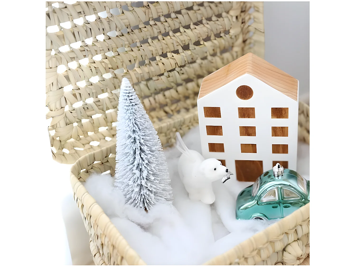 Valigia di vimini beige 11x30x22cm