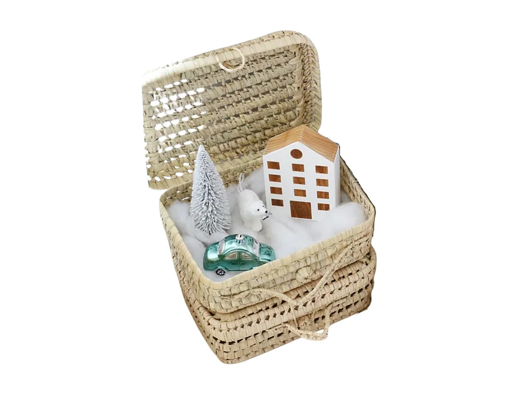 Koffer klein palme braun 12x31.5x20cm