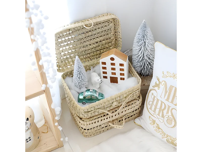 Valigia di vimini beige 11x30x22cm