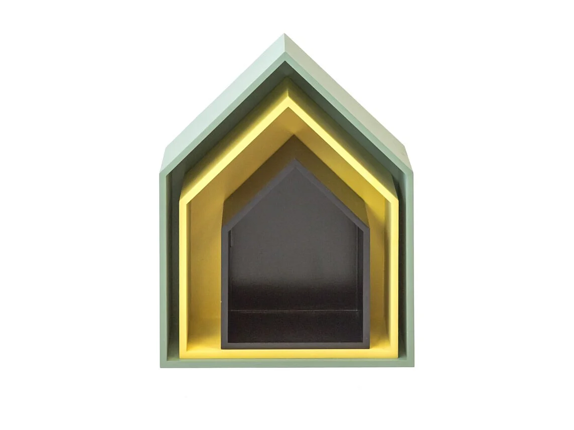 Étagères Lot de 3 MDF vertes, jaunes et noires 37,5x29x12cm