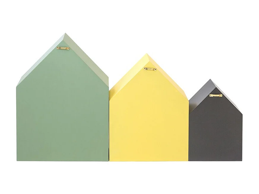 Étagères Lot de 3 MDF vertes, jaunes et noires 37,5x29x12cm