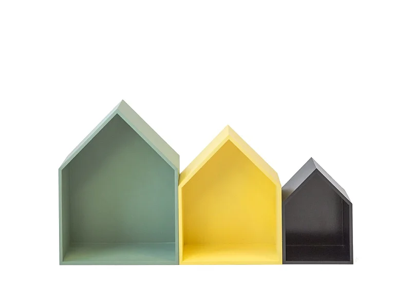 Étagères Lot de 3 vertes, jaunes et noires 37,5x29x12cm