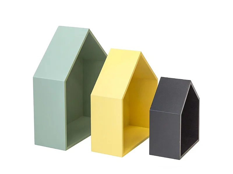 Étagères Lot de 3 vertes, jaunes et noires 37,5x29x12cm