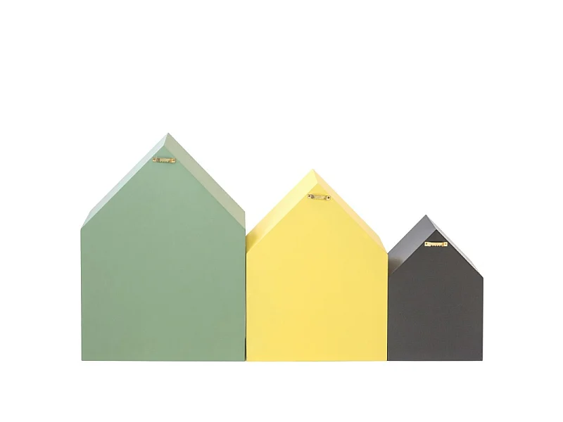 Étagères Lot de 3 vertes, jaunes et noires 37,5x29x12cm