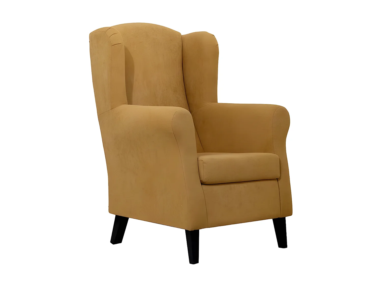 Butaca orejera  poliéster amarillo 110x75x80cm