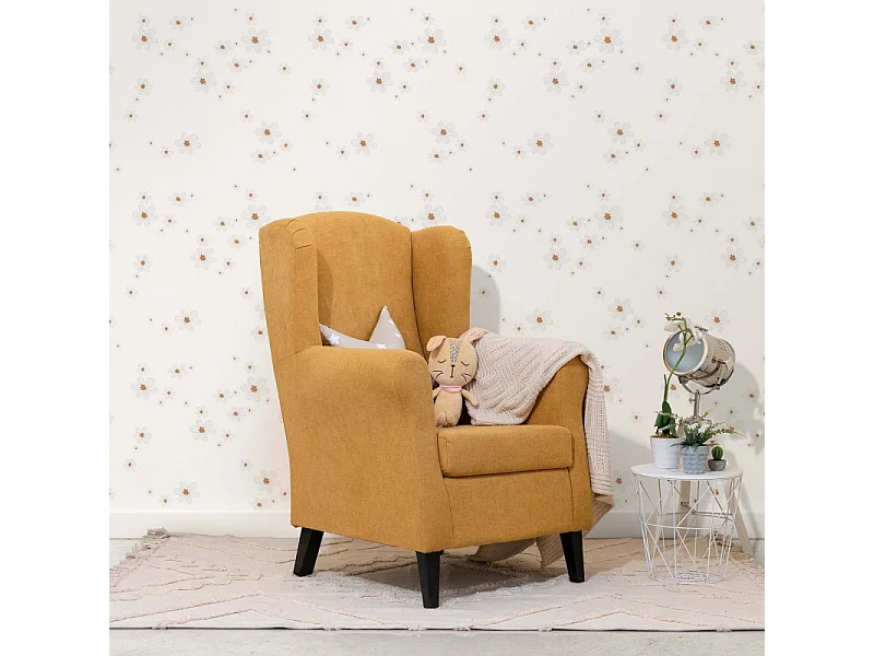 Fauteuil en polyester jaune 110x75x80cm