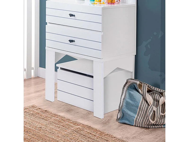 Baú para brinquedos em MDF branco 36,2x50,8x39,8cm