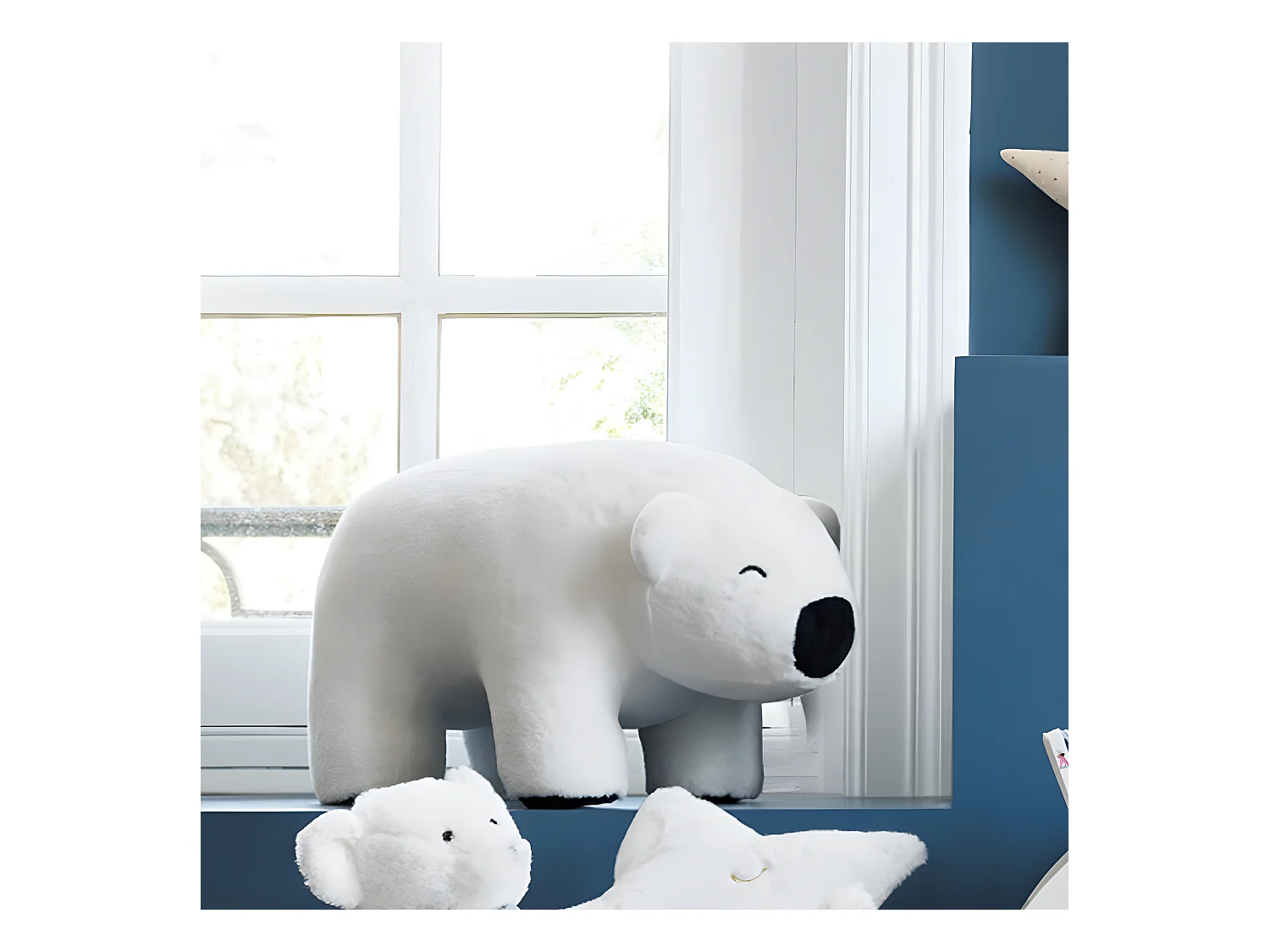 Pouf ours MDF blanc 34x60x30cm