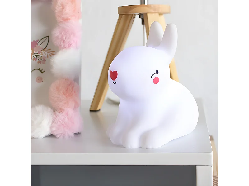Lámpara Led Conejito PVC blanco 12x12,5x8cm