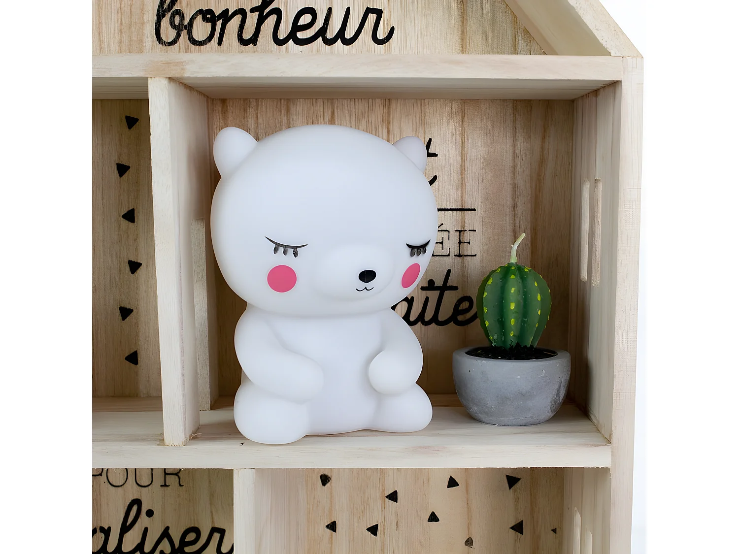 Lâmpada LED ursinho PVC branco 9x9,8x4cm