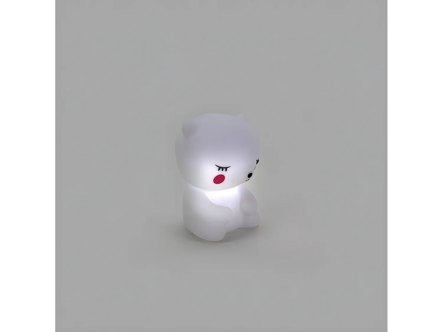 Lâmpada LED ursinho PVC branco 9x9,8x4cm