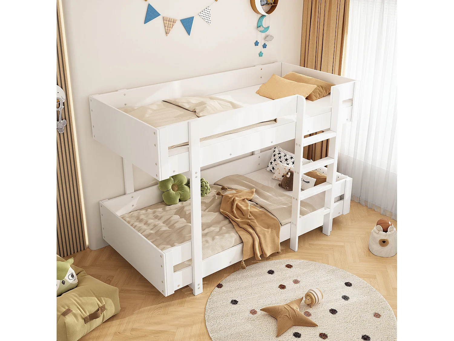 Beliche 2 x 90 x 200 cm - design simples - grade reforçada - madeira maciça - branco