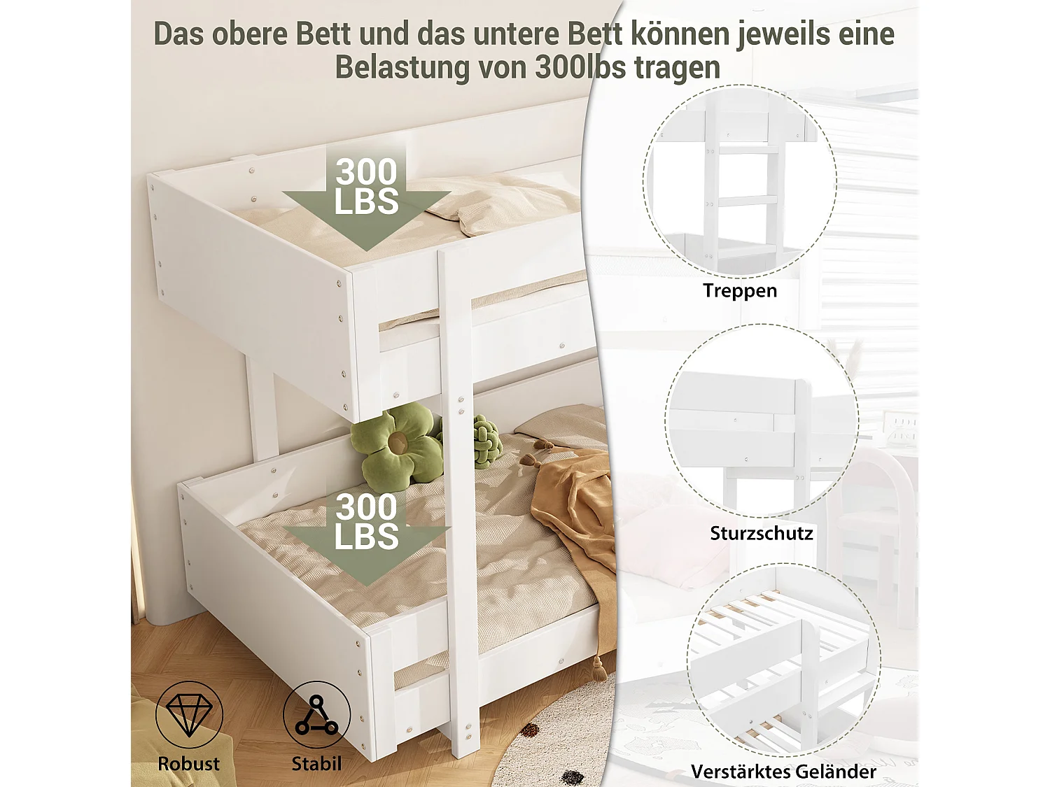 Beliche 2 x 90 x 200 cm - design simples - grade reforçada - madeira maciça - branco