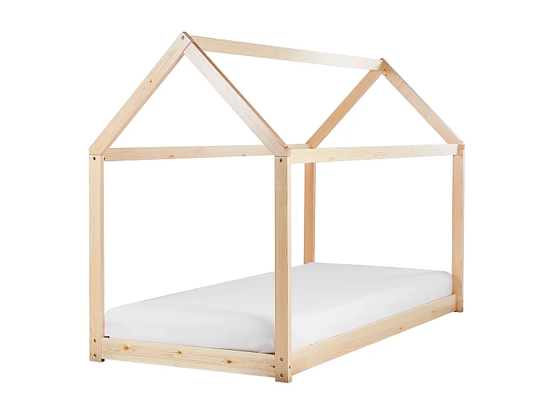 Hausbett für Kinder aus Holz 90 x 200 cm hellbraun Kinderzimmer Kinderbett Tosse