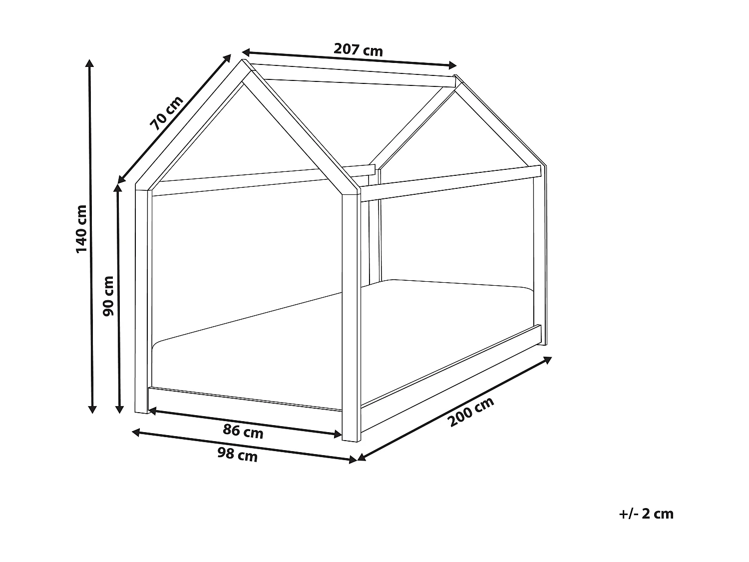 Lit d'enfant Maison Bois de pin TOSSE 90 x 200 cm Marron clair