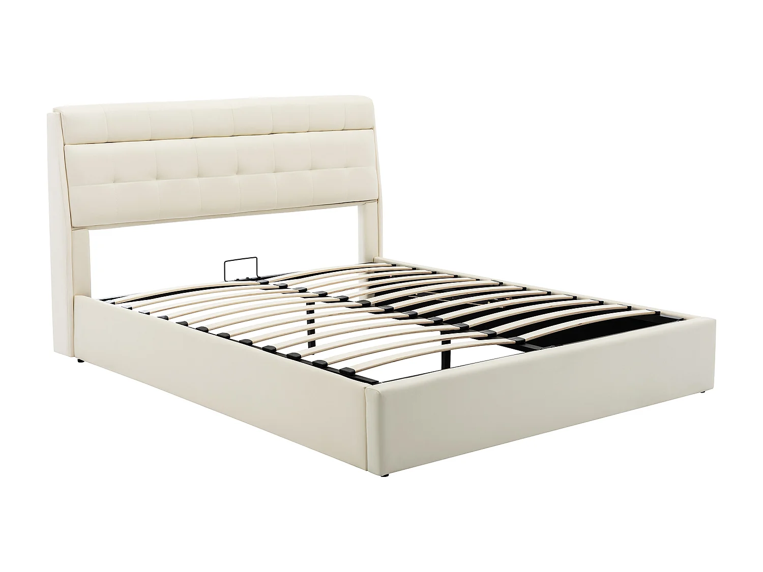 Elegant opbergbed 140 x 200 cm - verborgen hoofdeindeplank - kunstleer - lattenbodem - wit