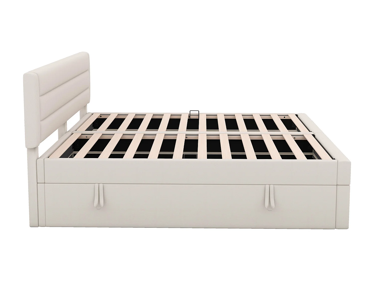 Lit coffre 180 x 200 cm avec rangement - tissu en lin - ouverture bilatérale - désign simple - beige