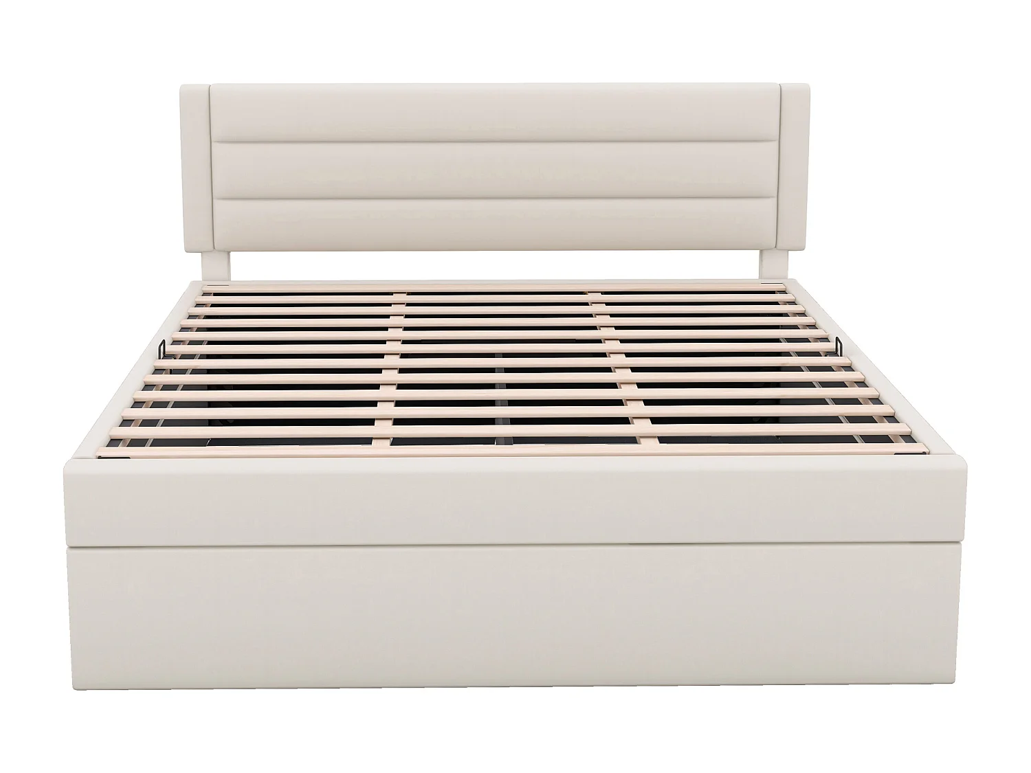 Opbergbed 140 x 200 cm met opbergruimte - linnen stof - bilaterale opening - eenvoudig ontwerp - beige