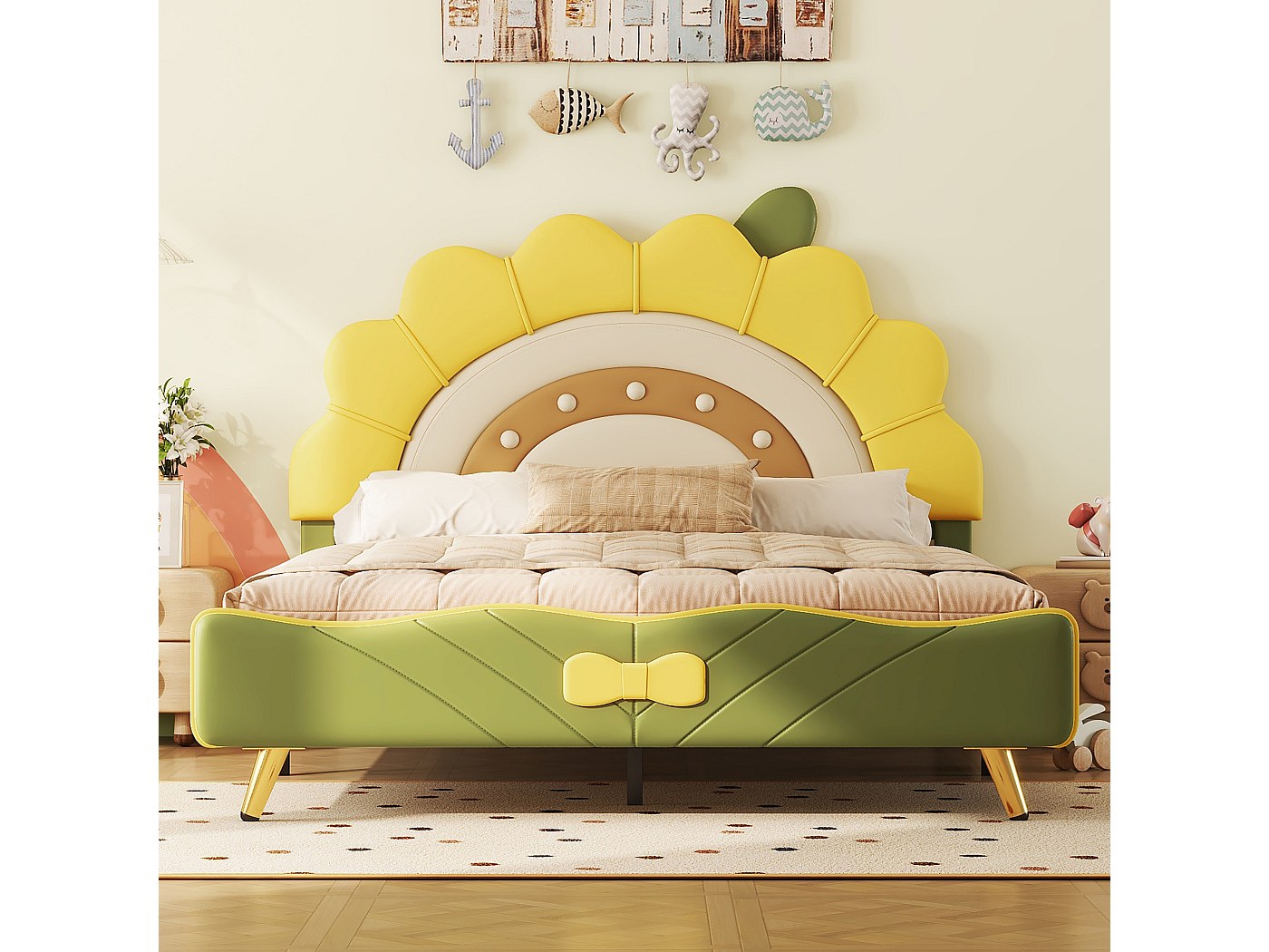 Dessus De Lit Bébé Carré 42 Tournesol - Style Nostalgique Et Fait Main - Neuf