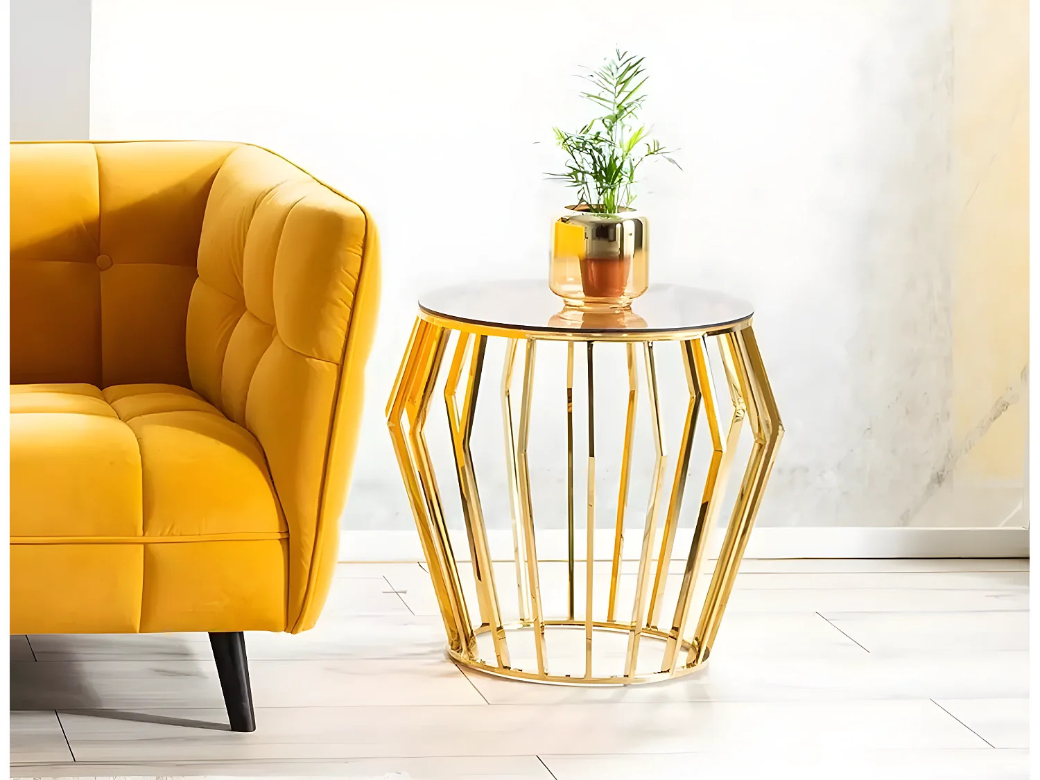 Table d'appoint Ariana B/Verre/Or