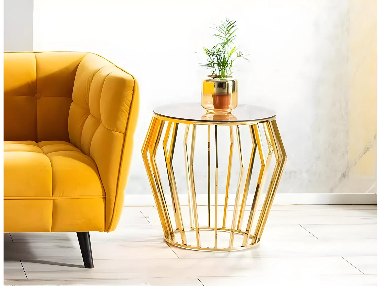 Table d'appoint Ariana B/Verre/Or