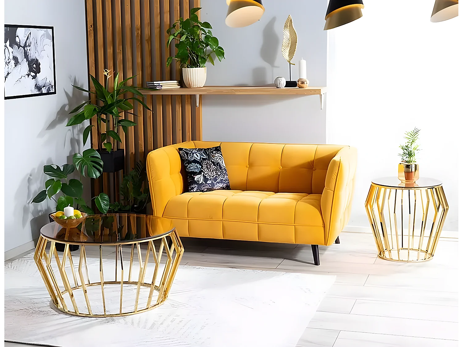 Table d'appoint Ariana B/Verre/Or