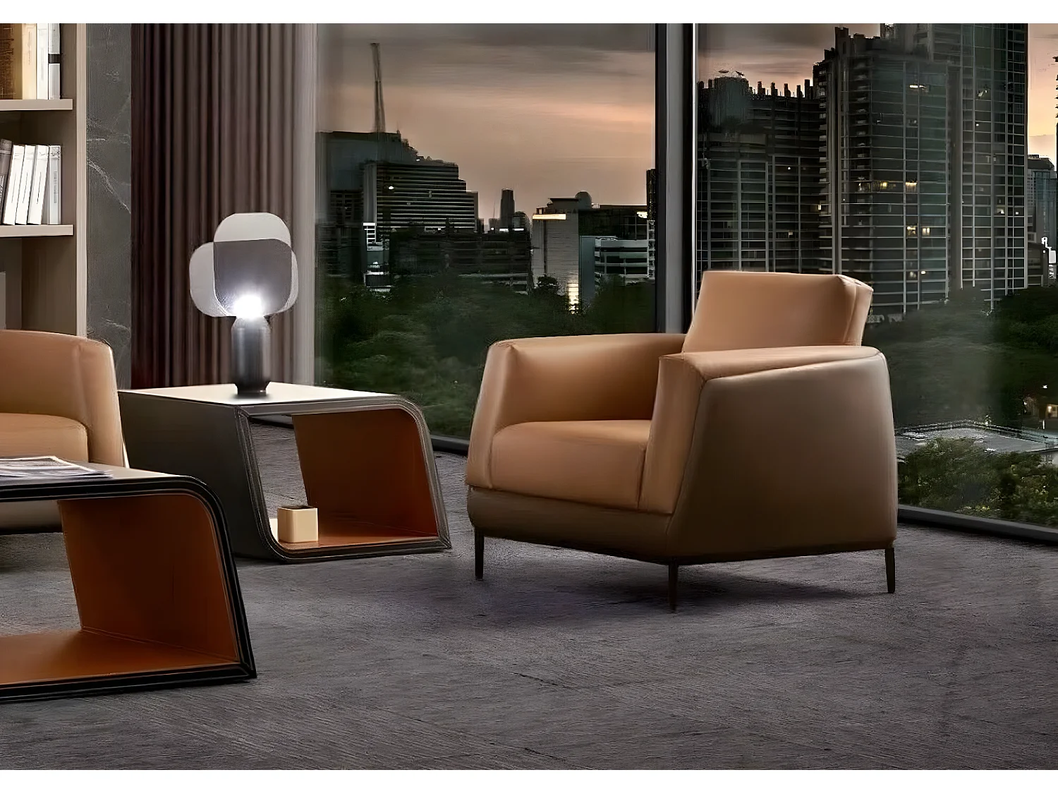 Sofa Moderne Braune Büro Garnitur luxus 3+1+1 Sitzer Sofa Set Ledermöbel