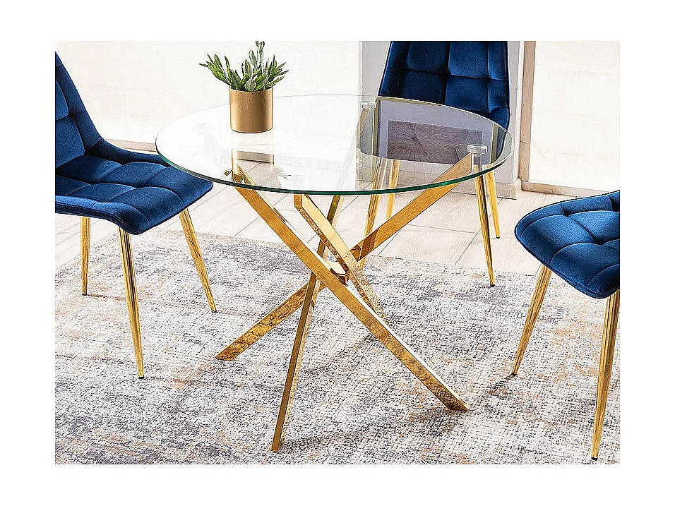 Stół okrągły AGIS 90x90 złoty