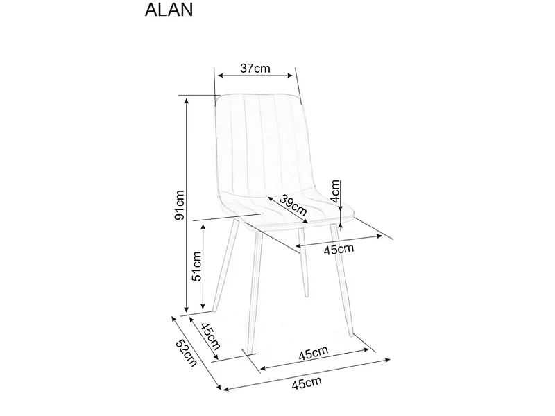 Krzesło tapicerowane ALAN VELVET szare