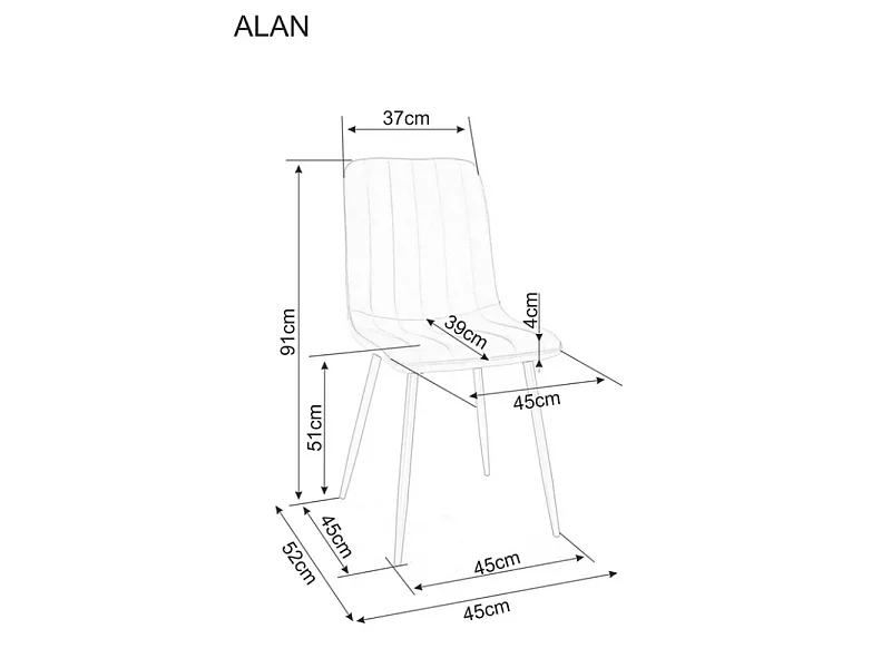 Krzesło tapicerowane ALAN VELVET czarne
