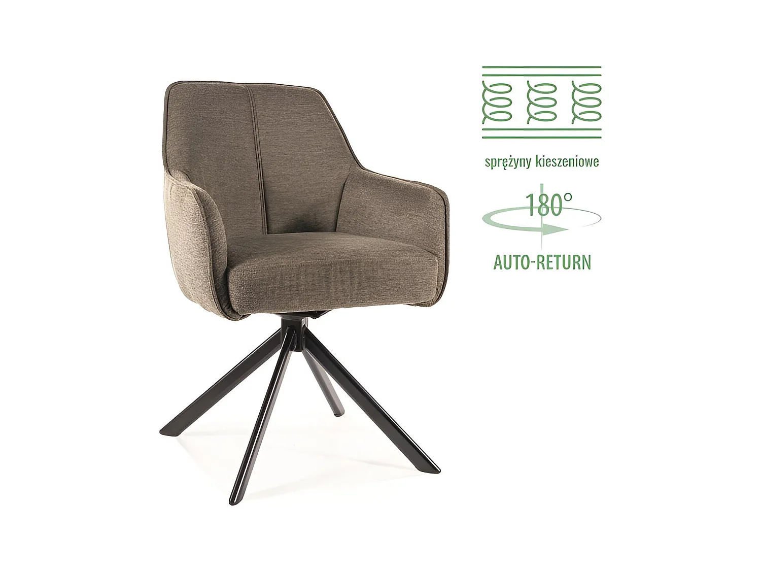 Chaise Notti/Tissu/Vert