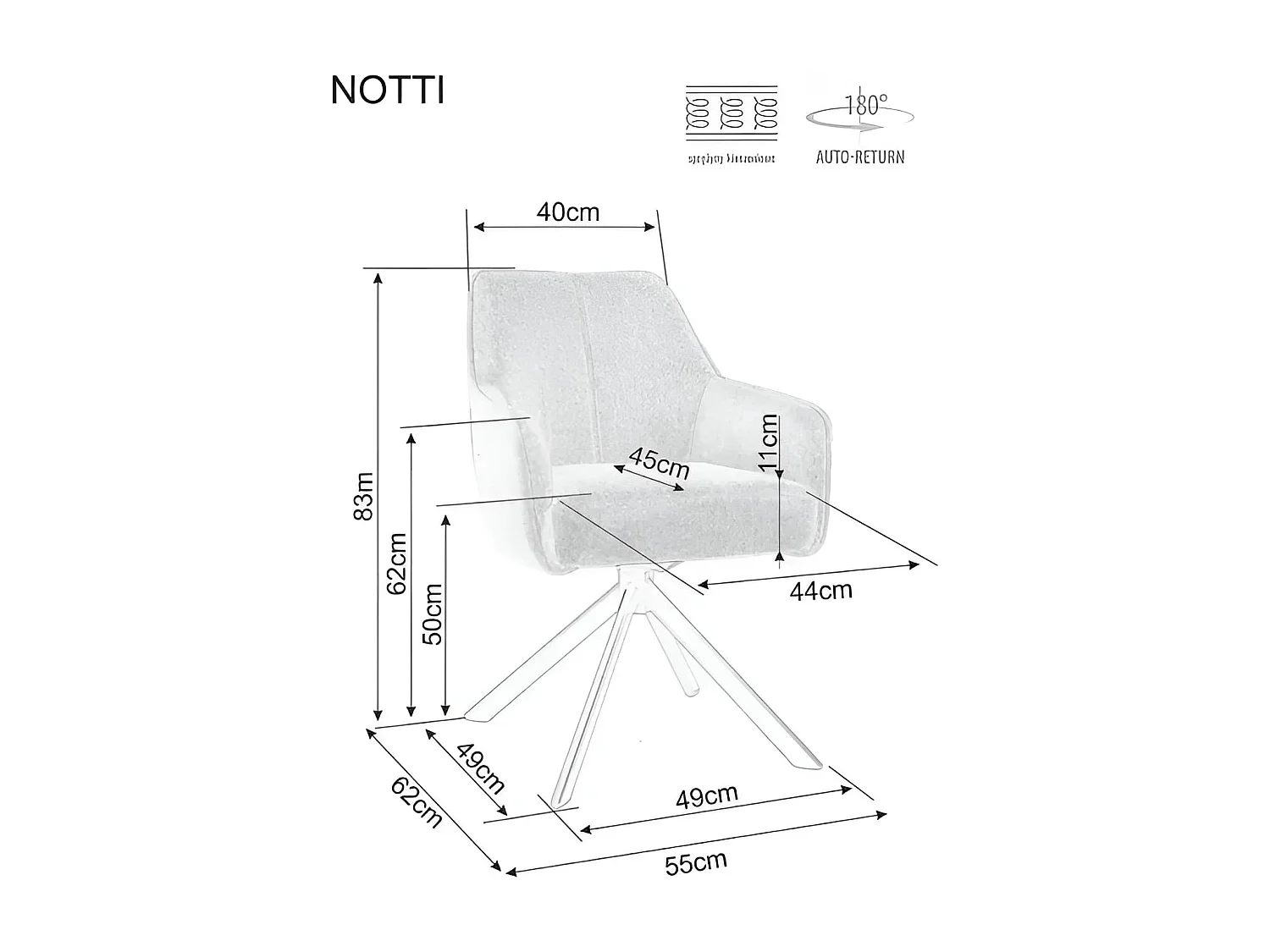 Sedia Notti/Tessuto/Verde